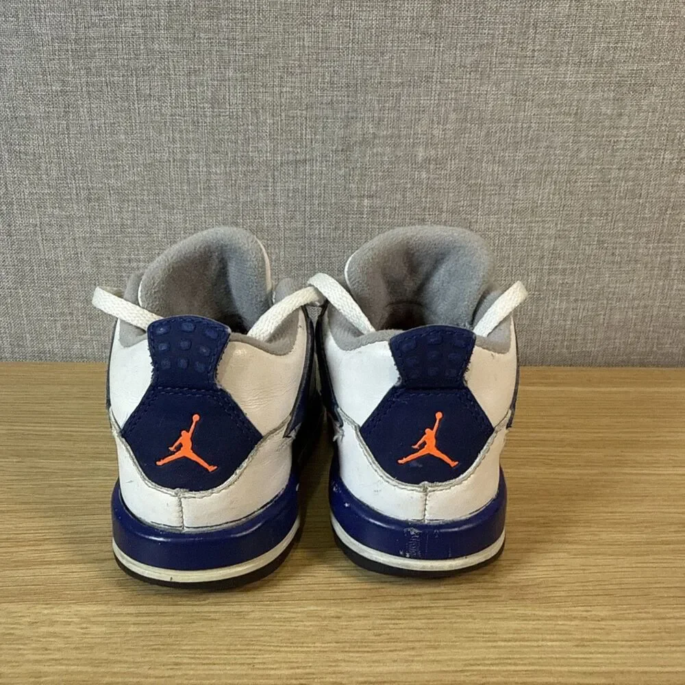 Nike Air Jordan 4 IV Retro TD Toddler Deep Royal Blue Orange White Sz 8C